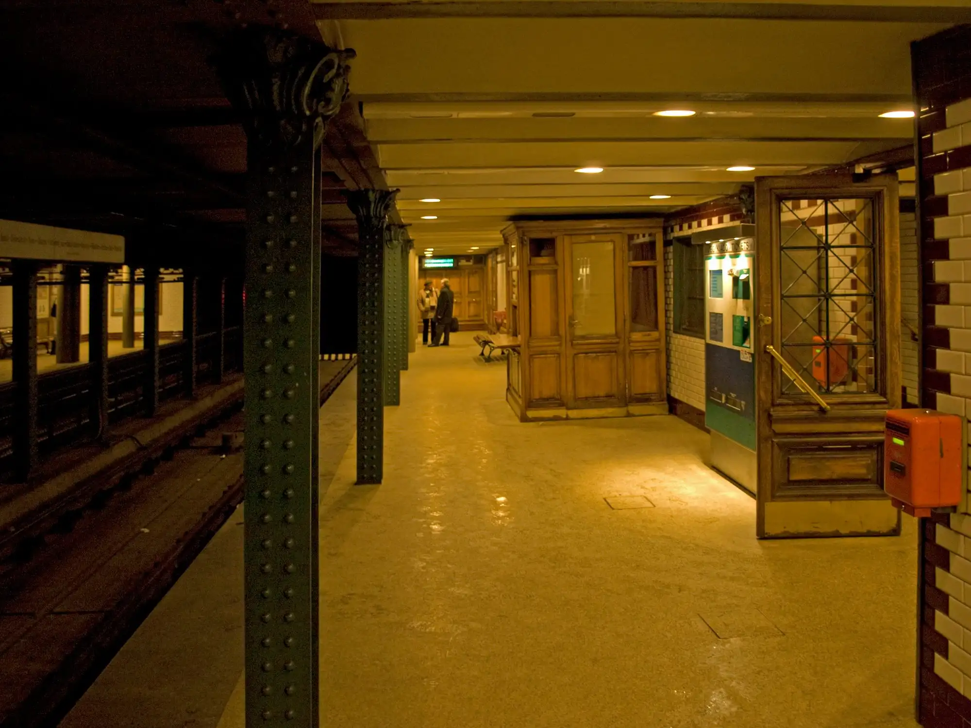 The timber ticket booth and tiled walls of Kodály körönd station on Budapest's M1 Millennium Underground line