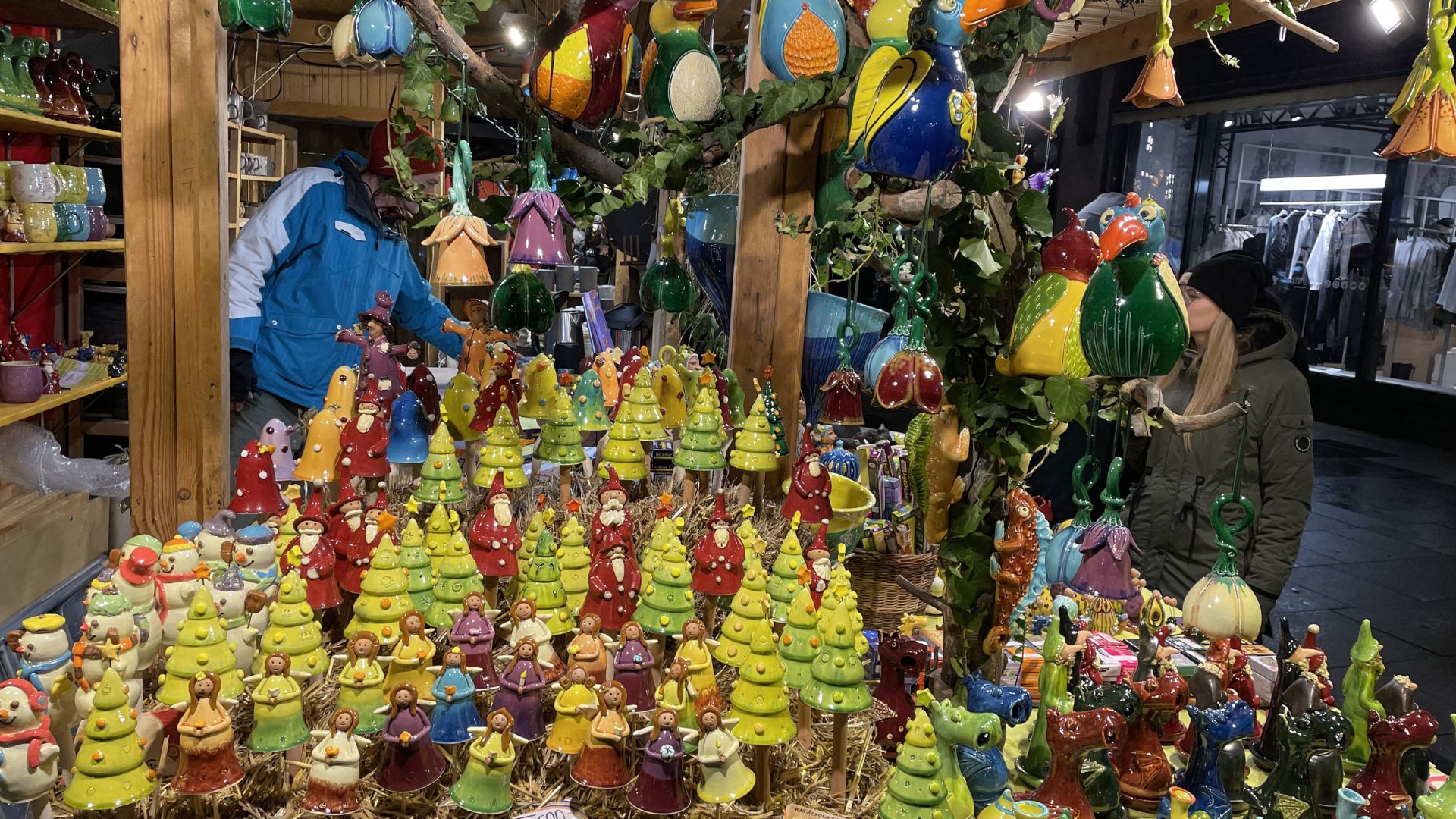 Christmas ornaments at the market